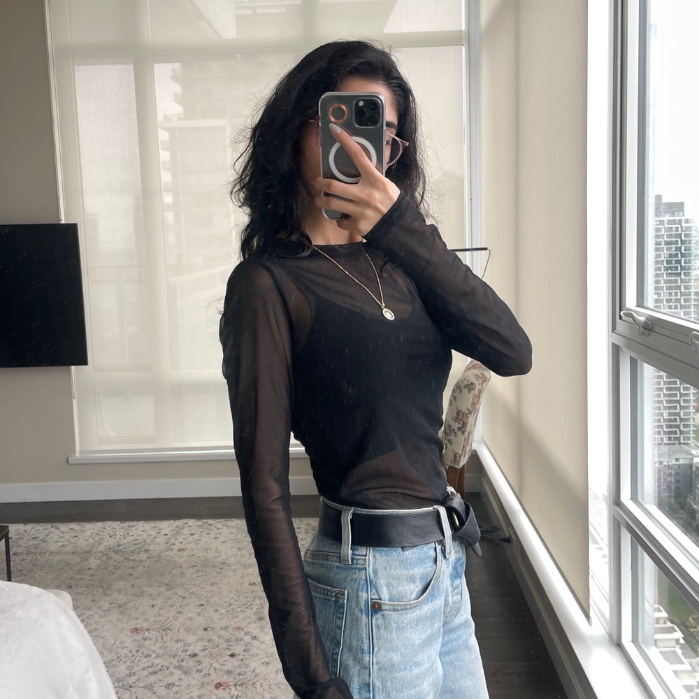 Sheer mesh black top